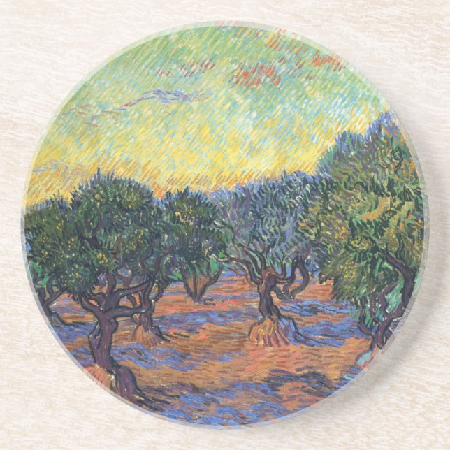 Dessous De Verre En Grès Vincent Van Gogh Oliveraie Impressionnisme Art (Devant)