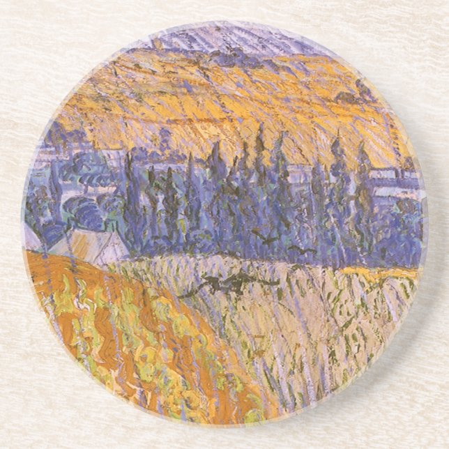 Dessous De Verre En Grès Vincent van Gogh - Paysage à Auvers sous la pluie (Devant)