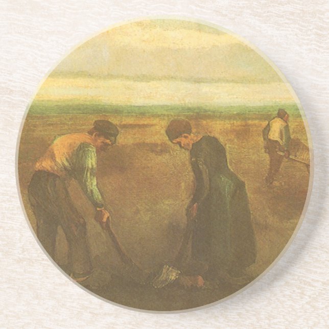 Dessous De Verre En Grès Vincent van Gogh - Paysans plantant des pommes de  (Devant)