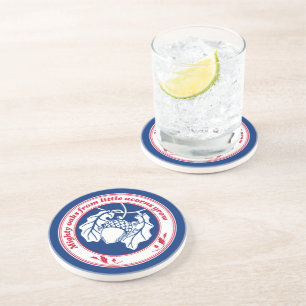 Dessous De Verre En Grès Vintage Blue Red Proverbe Oak Acorn Ink Art