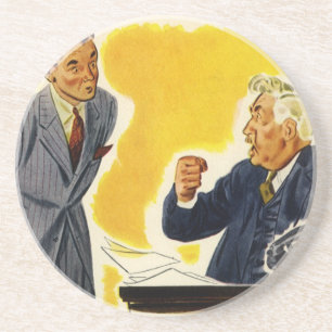 Dessous De Verre En Grès Vintage Business, Mad CEO Executive Boss Employé