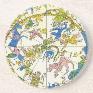 Dessous De Verre En Grès Vintage Celestial, Antique Constellation Stars Map