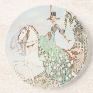 Dessous De Verre En Grès Vintage Conte de Fées, Princesse Minette, Kay Niel