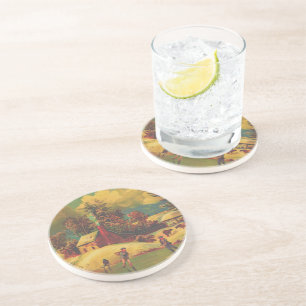 Dessous De Verre En Grès Vintage d'hiver American Life