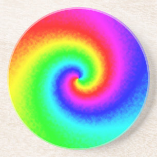 Dessous De Verre En Grès Vintage Hippie Boho Tie Dye Psychedelic Twirl