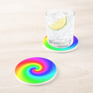 Dessous De Verre En Grès Vintage Hippie Boho Tie Dye Psychedelic Twirl