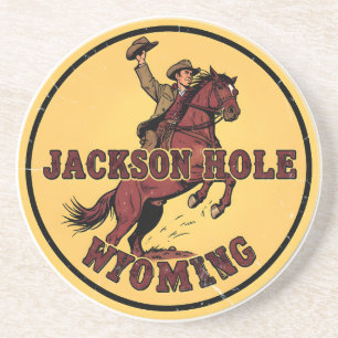 Dessous De Verre En Grès Vintage Jackson Hole Bucking Bronco wyoming cow-bo