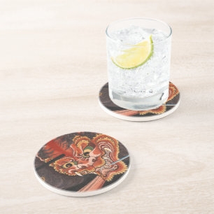 Dessous De Verre En Grès Vintage japonais Yokai Oni King Fine Art