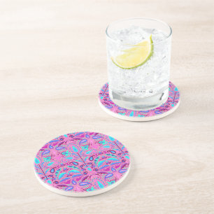 Dessous De Verre En Grès Vintage : Jardin Floral Art Nouveau