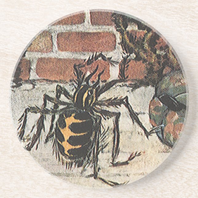 Dessous De Verre En Grès Vintage Little Miss Muffet Spider Nursery Rhyme (Devant)