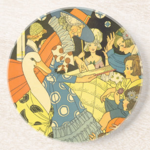 Dessous De Verre En Grès Vintage Mother Goose lisant des livres aux enfants