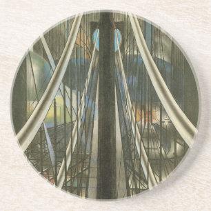 Dessous De Verre En Grès Vintage New York Architecture, Brooklyn Bridge