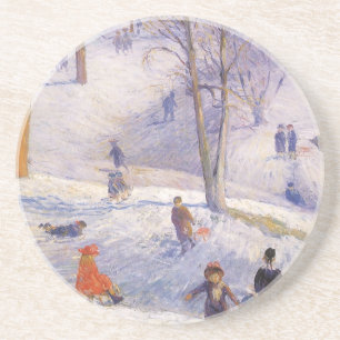 Dessous De Verre En Grès Vintage Noël, Dortoir, Central Park Glackens