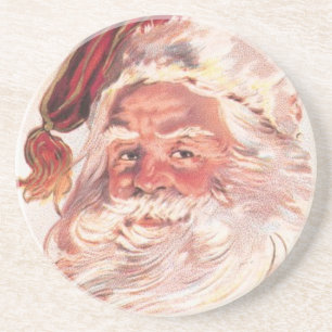 Dessous De Verre En Grès Vintage Noël Père Noël