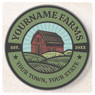 Dessous De Verre En Grès Vintage NOM AJOUT DE L'Étanche Campagne Agricole