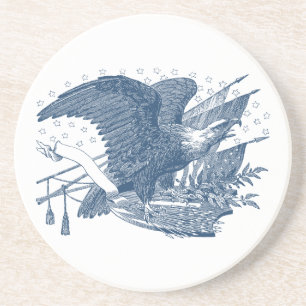 Dessous De Verre En Grès Vintage Patriotique hurlant Aigle USA Flag Flèches