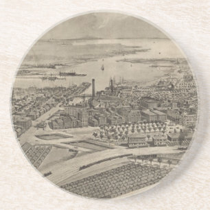 Dessous De Verre En Grès Vintage Pictorial Map of Providence