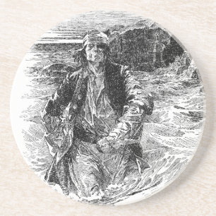 Dessous De Verre En Grès Vintage Pirates, sir Henry Morgan dans l'océan