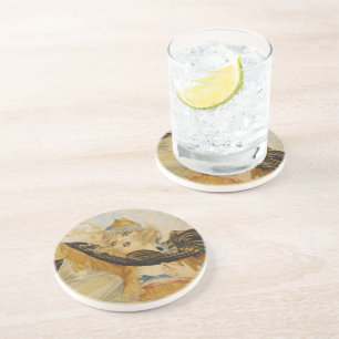 Dessous De Verre En Grès Vintage Roaring 20s Gatsby Lady