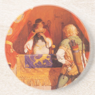 Dessous De Verre En Grès Vintage Robin Hood rencontre Maid Marian par NC Wy