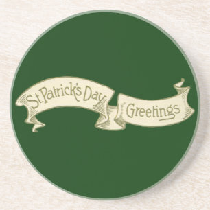 Dessous De Verre En Grès Vintage St. Patrick's Day Salutations Bannière d'o
