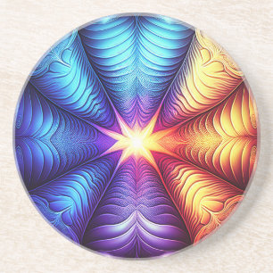 Dessous De Verre En Grès Violet bleu jaune Lyapunov Fractal