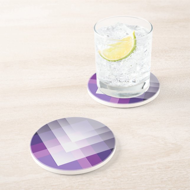 Dessous De Verre En Grès Violet et blanc (Côté)