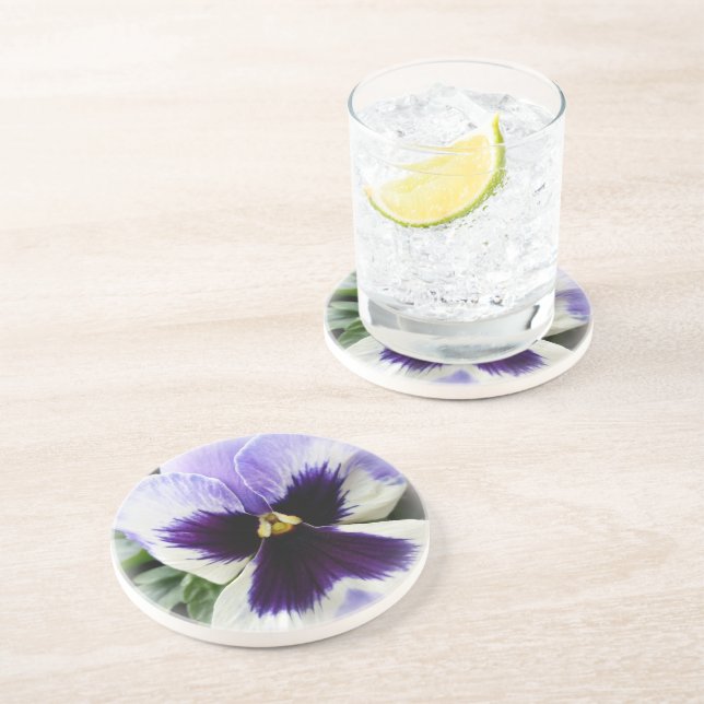 Dessous De Verre En Grès violet profond sur blanc (Côté)
