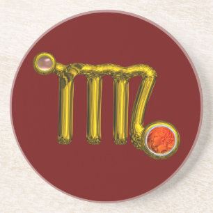 Dessous De Verre En Grès VIRGO ZODIAC ANNIVERSAIRE JEWEL Gold Grey Orange A