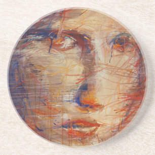 Dessous De Verre En Grès Visage Abstrait