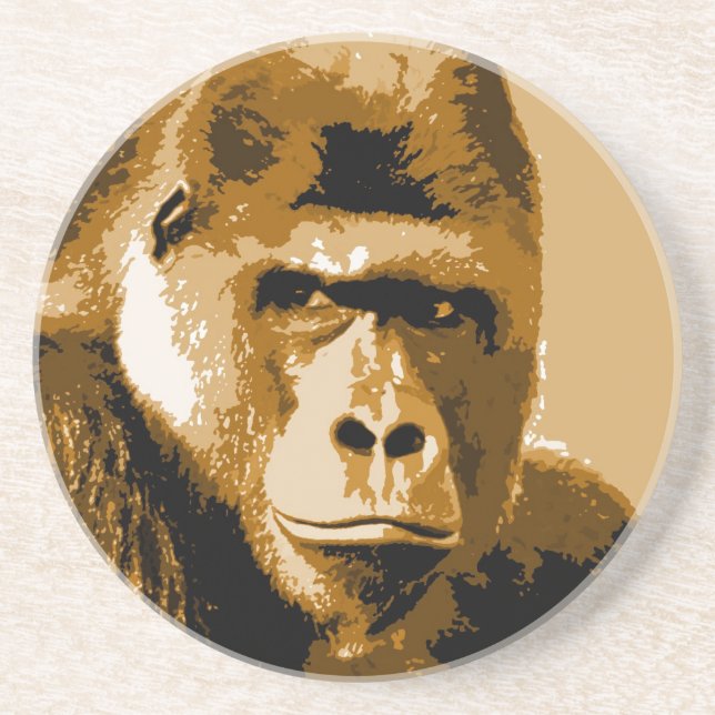 Dessous De Verre En Grès Visage de Gorilla (Devant)