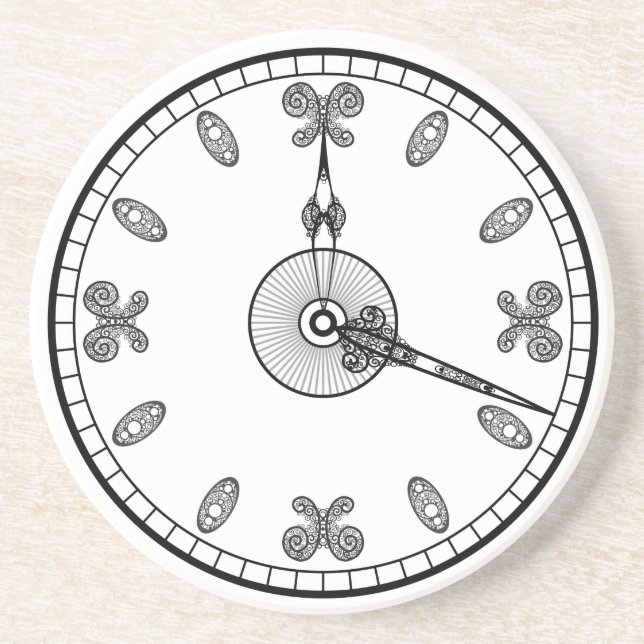 Dessous De Verre En Grès Visage d'horloge (Devant)