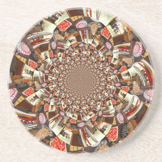 Dessous De Verre En Grès Vision psychédélique des teintes Brown (Devant)
