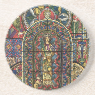 Dessous De Verre En Grès Vitrail d'église, architecture vintage
