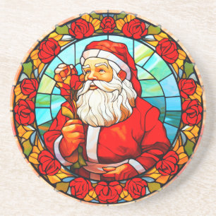 Dessous De Verre En Grès Vitrail Père Noël ornement de Noël-67680