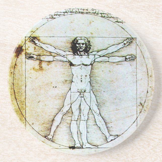 Dessous De Verre En Grès VITRUVIAN MAN Antique Parchment (Devant)