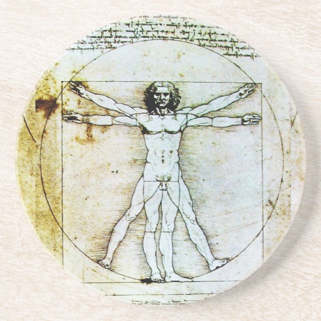 Dessous De Verre En Grès VITRUVIAN MAN Antique Parchment (Devant)