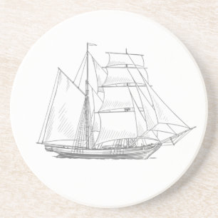 Dessous De Verre En Grès Voilier ancien bateau à voiles maritime
