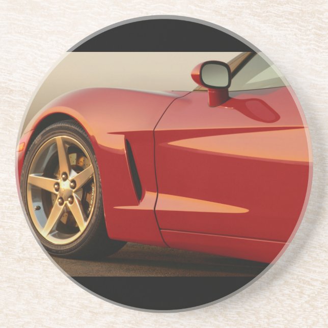 Dessous De Verre En Grès Voiture rouge classique (Devant)