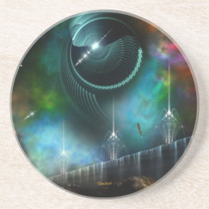 Dessous De Verre En Grès Vol De L'Ornement Fractal De Pierre De Sable Corbi