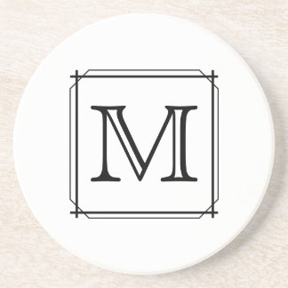 Dessous De Verre En Grès Votre lettre. Monogramme fait sur commande. Noir