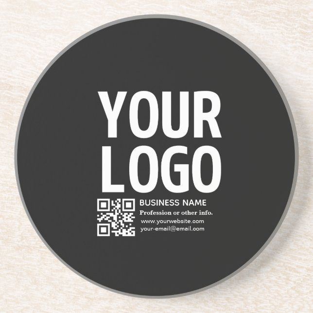Dessous De Verre En Grès Votre logo avec code QR et texte modifiables  (Devant)