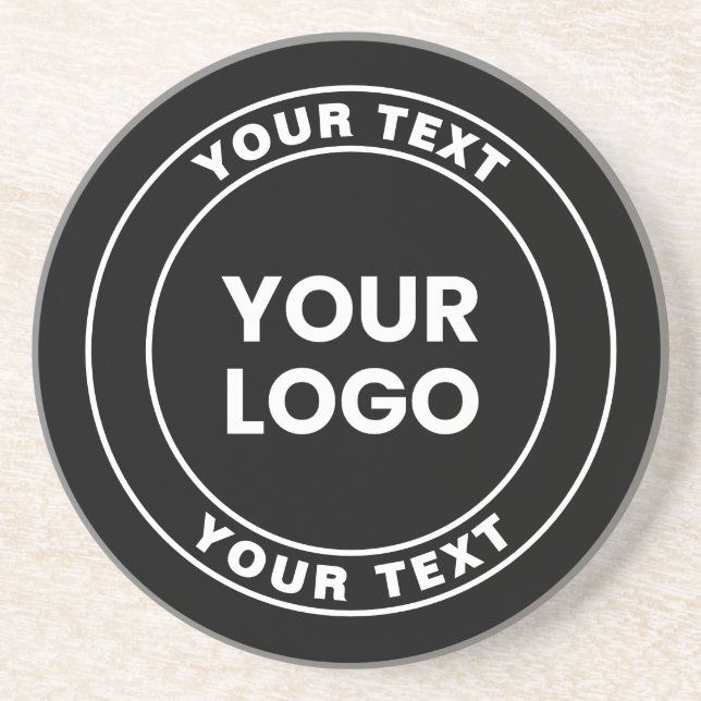 Dessous De Verre En Grès Votre logo téléchargé + texte circulaire gras  (Devant)