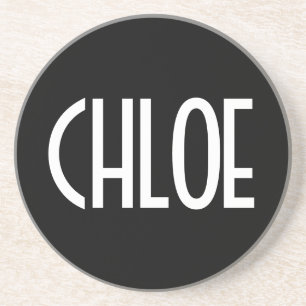 Dessous De Verre En Grès Votre nom, texte gras blanc   Noir