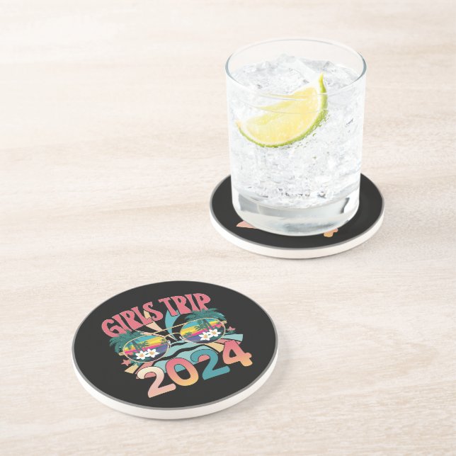 Dessous De Verre En Grès Voyage des filles Groovy 2024 Week-end Été Plage  (Côté)