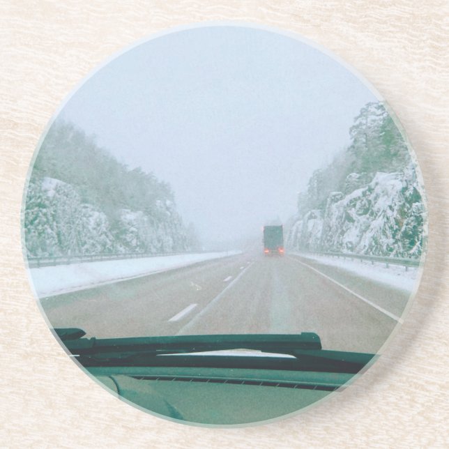 Dessous De Verre En Grès Voyage en Suède sous la neige (Devant)