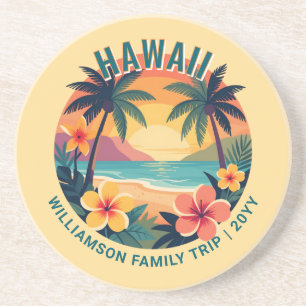 Dessous De Verre En Grès Voyage familial de vacances rétro à Hawaii sous le