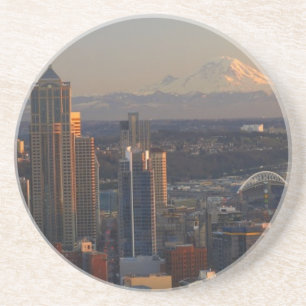 Dessous De Verre En Grès Vue aérienne de l'horizon 2 de ville de Seattle