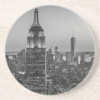Dessous De Verre En Grès Vue aérienne en noir et blanc de New York City Nig