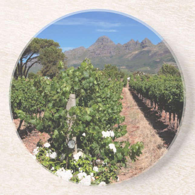 Dessous De Verre En Grès Vue des vignobles. Stellenbosch (Devant)